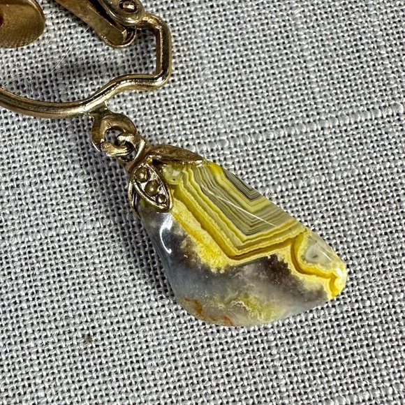 Vintage Bumblebee Jasper Clip On Earrings - Picture 12 of 13